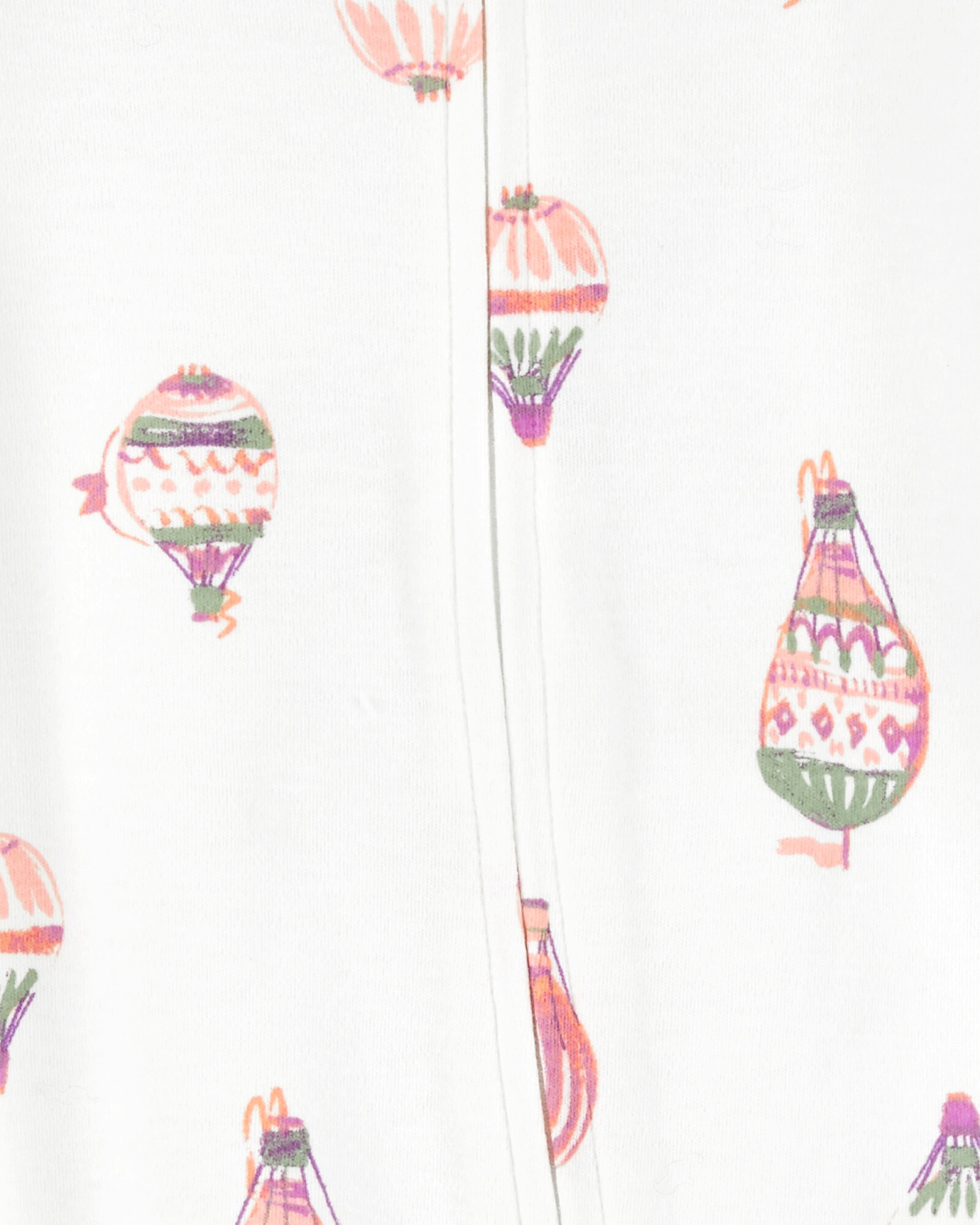 Pijama una pieza de algodón con pie, diseño globo Sin color