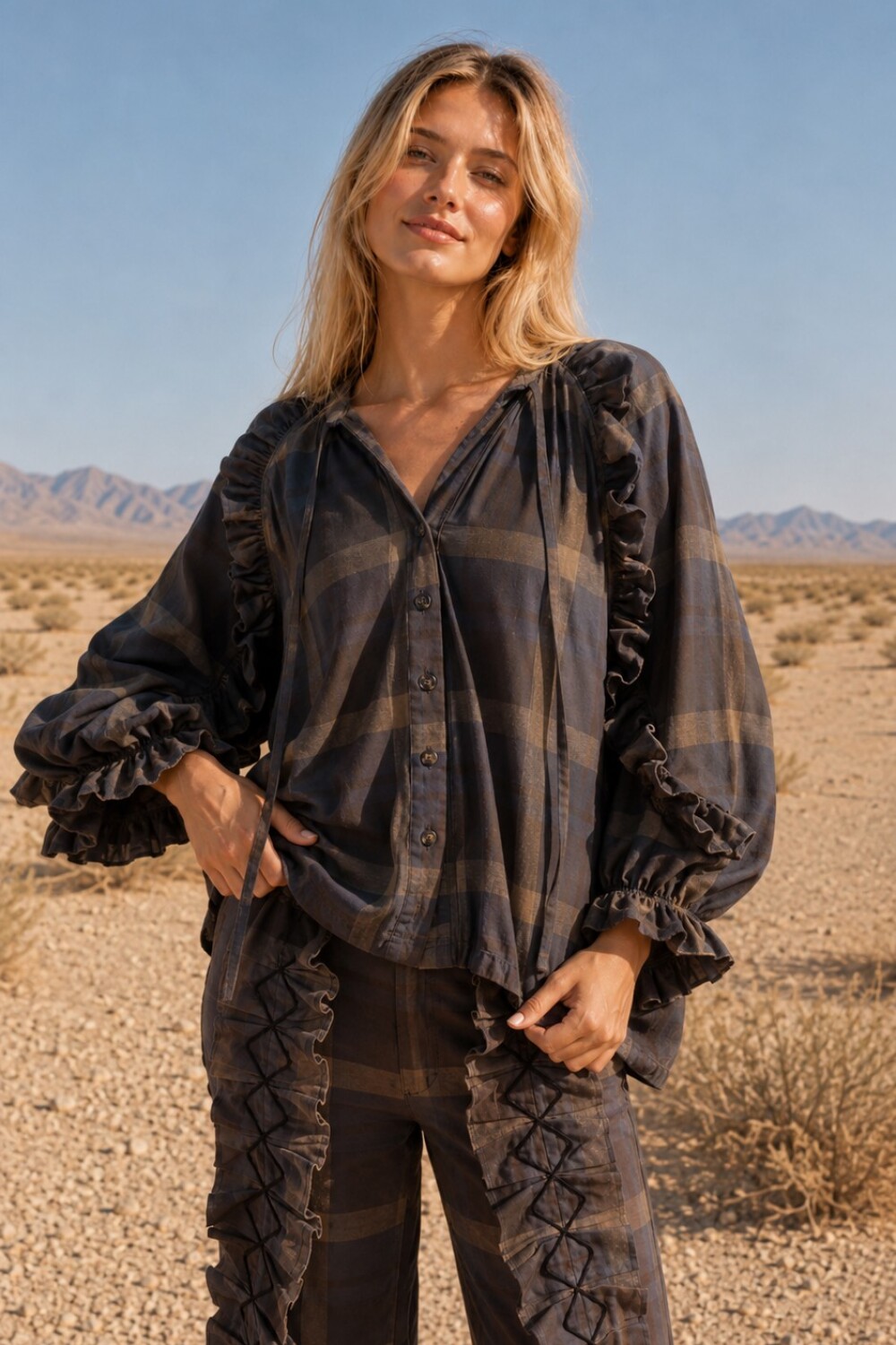 Bloom Shirt Chocolate / Azul