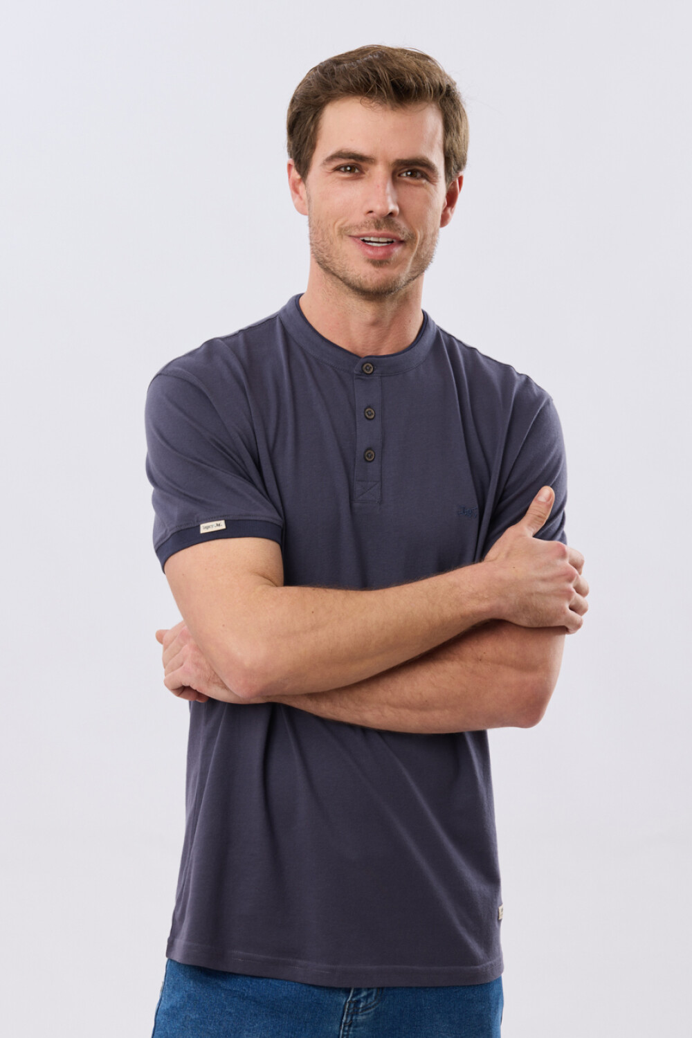 REMERA POLO CUELLO MAO Azul