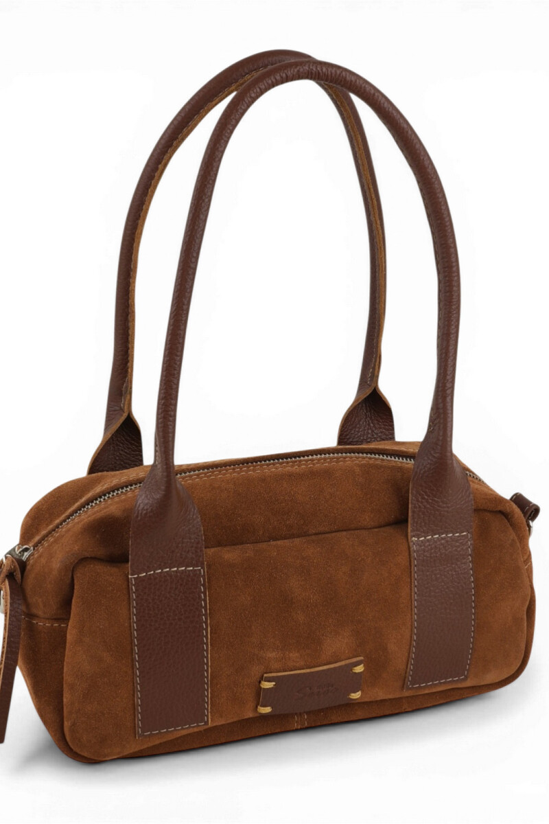 Cartera Baguette en cuero con gamuza Oxido