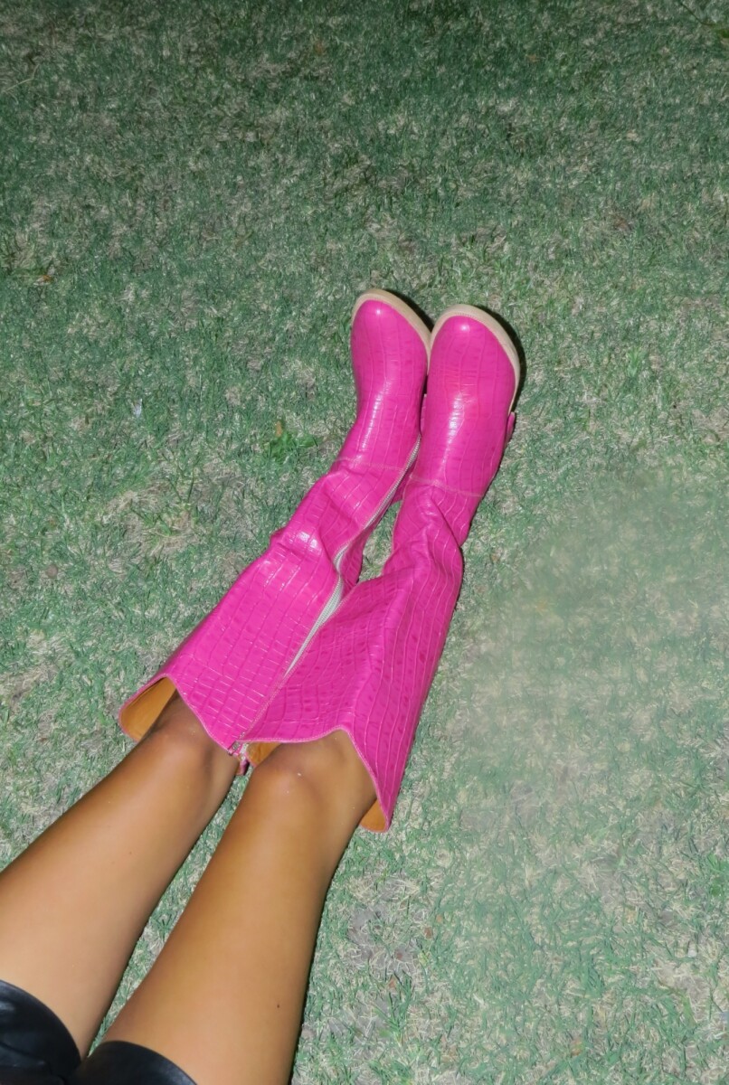 High Heel Boots - Crocco Fucsia 