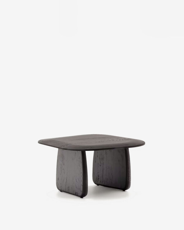 Mesa auxiliar Pirita de madera maciza de roble con acabado negro 70,6 x 70 cm FSC 100%