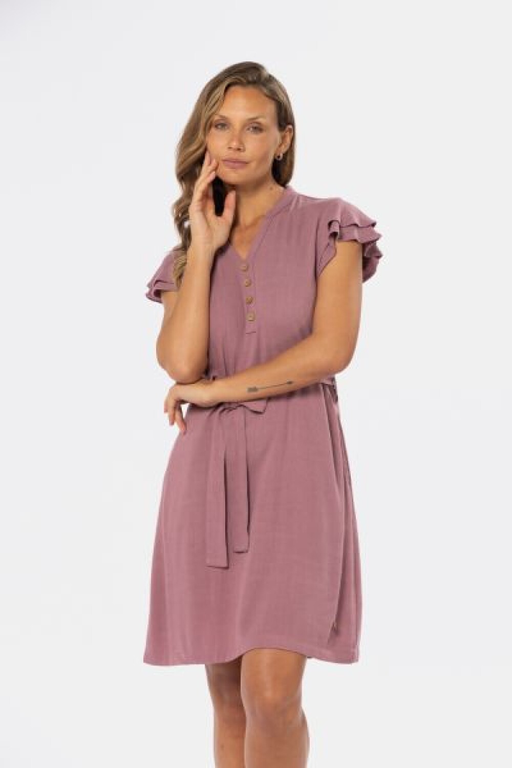 VESTIDO DE LINO Rosado