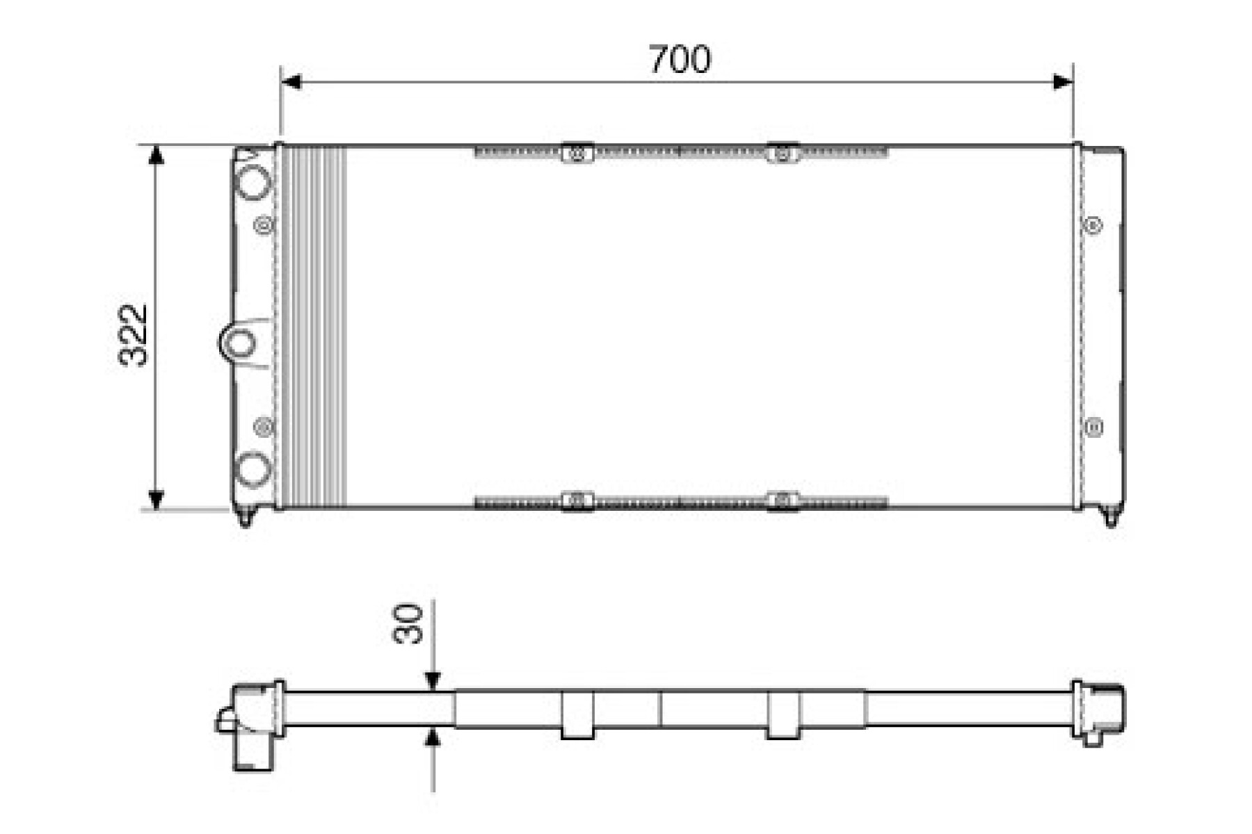 RADIADOR VOLKSWAGEN SANTANA 91/ FORD VERSAILLES C/ A.A (70X32.2) REACH 
