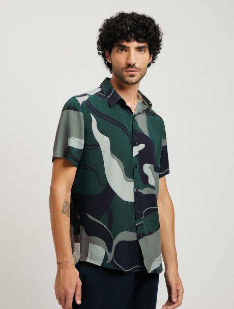 CAMISA MASCULINA ESTAMPADA VERDE