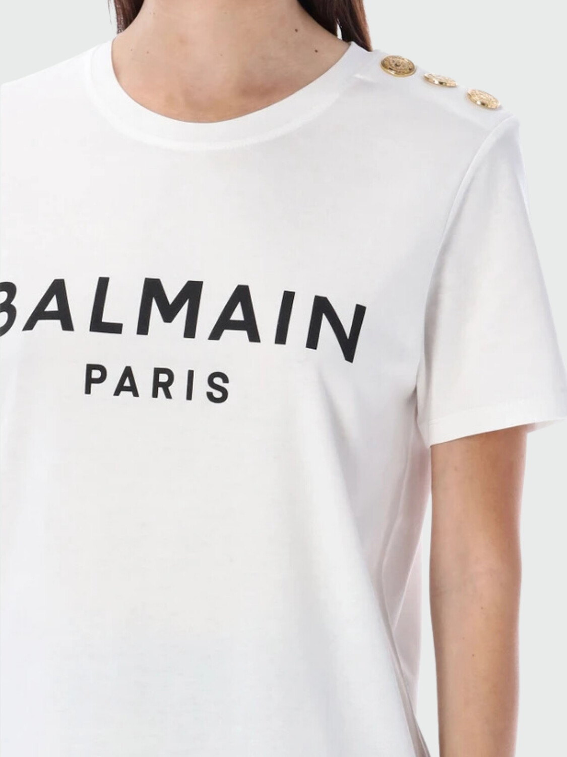 BALMAIN - Camiseta con estampado de Balmain Paris Blanco