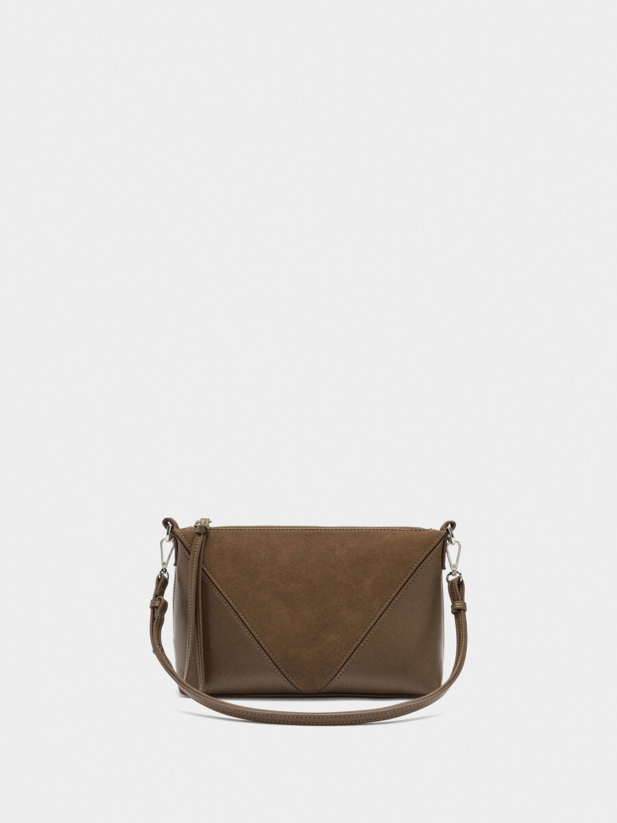 Bolso Bandolera Contraste De Texturas camel