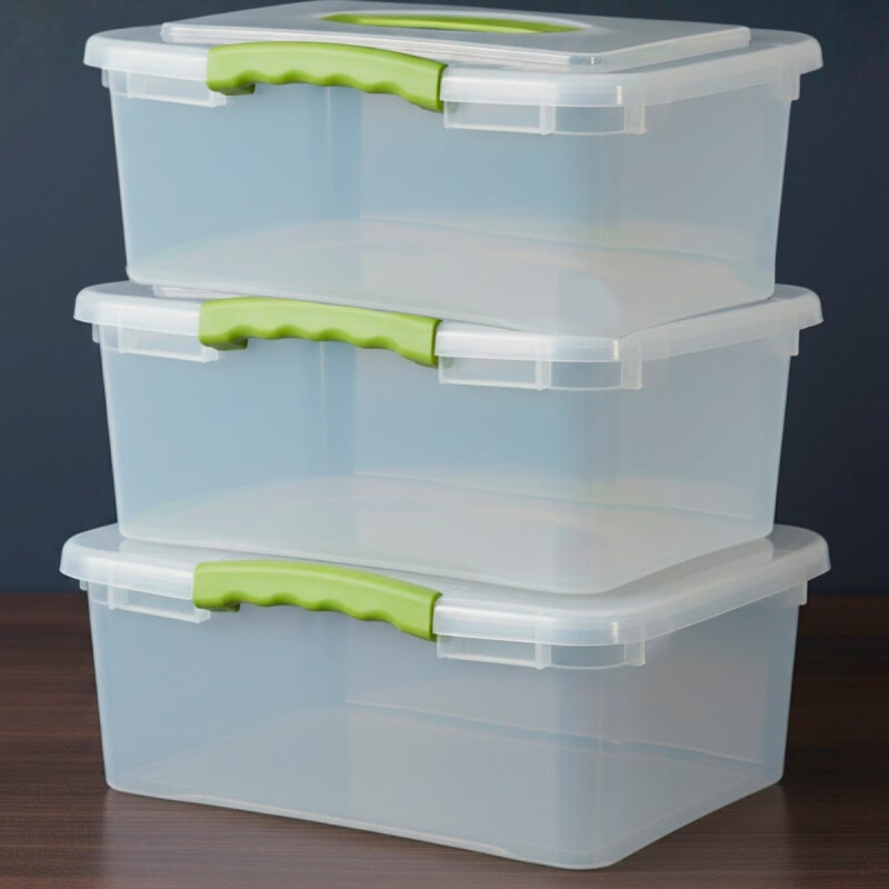 Set x3 Caja organizadora 6 lts Wenbox TRANSPARENTE