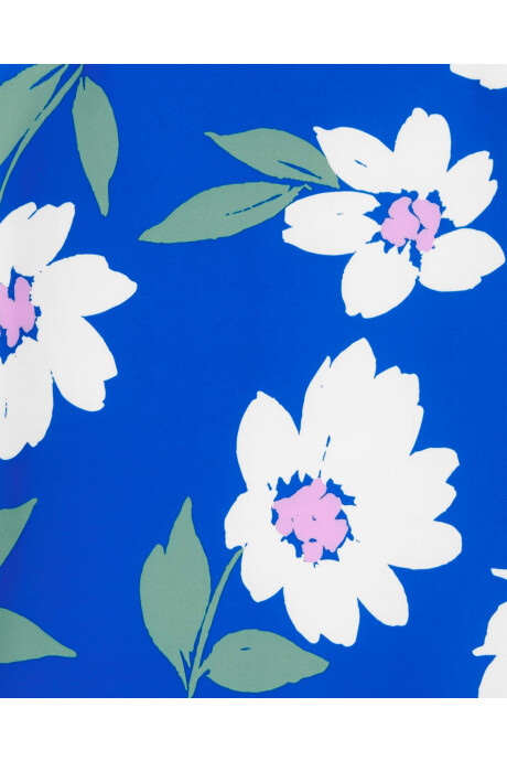 Malla de baño una pieza manga larga con protección UPF 50+ diseño floral. Talles 6-8 Sin color