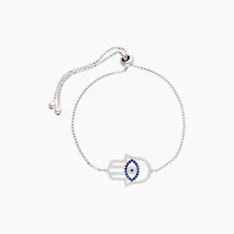 Pulsera en plata 925 y circonias con diseño de mano de fátima Pulsera En Plata 925 Y Circonias Con Diseño De Mano De Fátima