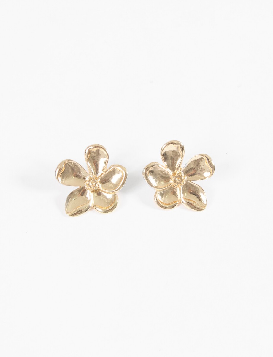 Caravanas clip flor metallic - dorado 
