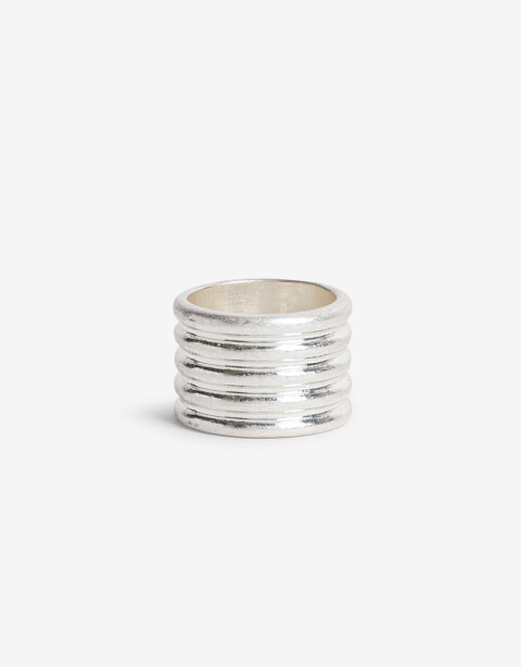 Anillos Medianos y Grandes Metal Anillo Metal Ondulado - Plateado Plata Mate