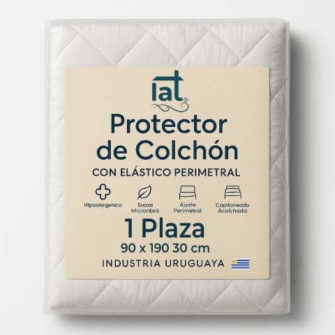 Funda Protector Cubre Colchón 1 Plaza con Elástico Perimetral Funda Protector Cubre Colchón 1 Plaza con Elástico Perimetral