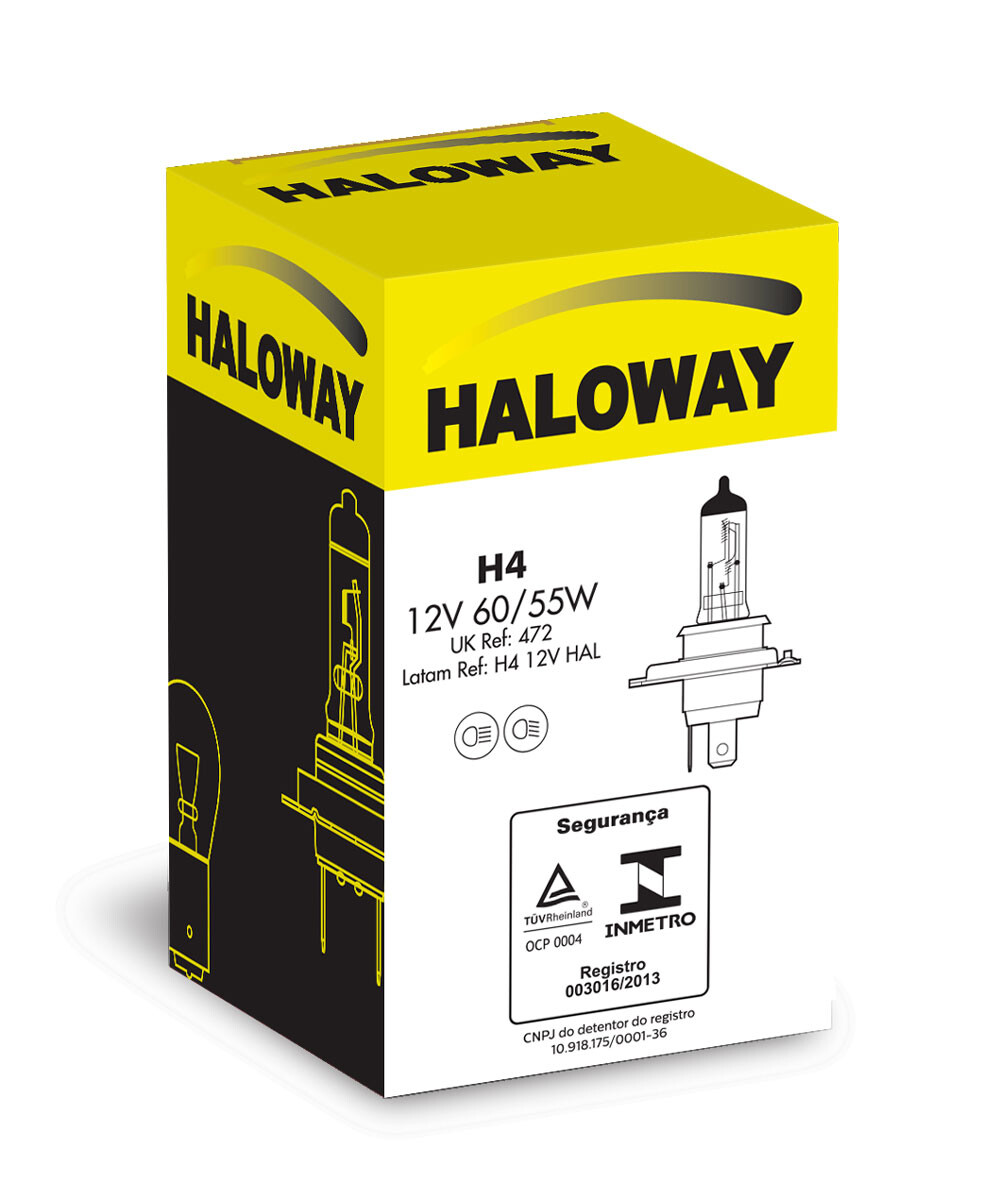 LAMPARA - HALOGENA H4 12V 60/55W P43t-38 =01661 HALOWAY 