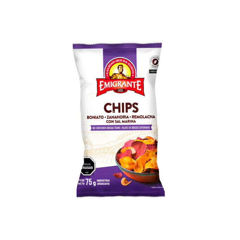 CHIPS DE VEGETALES BONIATO - ZANAHORIA Y REMOLACHA 75GRS CHIPS DE VEGETALES BONIATO - ZANAHORIA Y REMOLACHA 75GRS