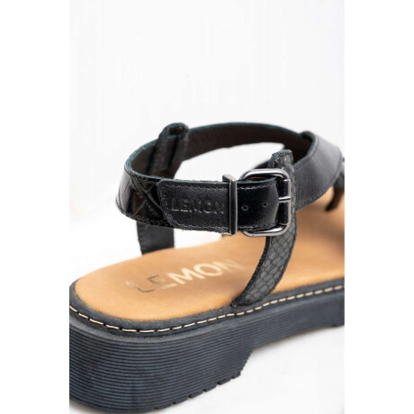 Sandalia Cuero Combinada Negro