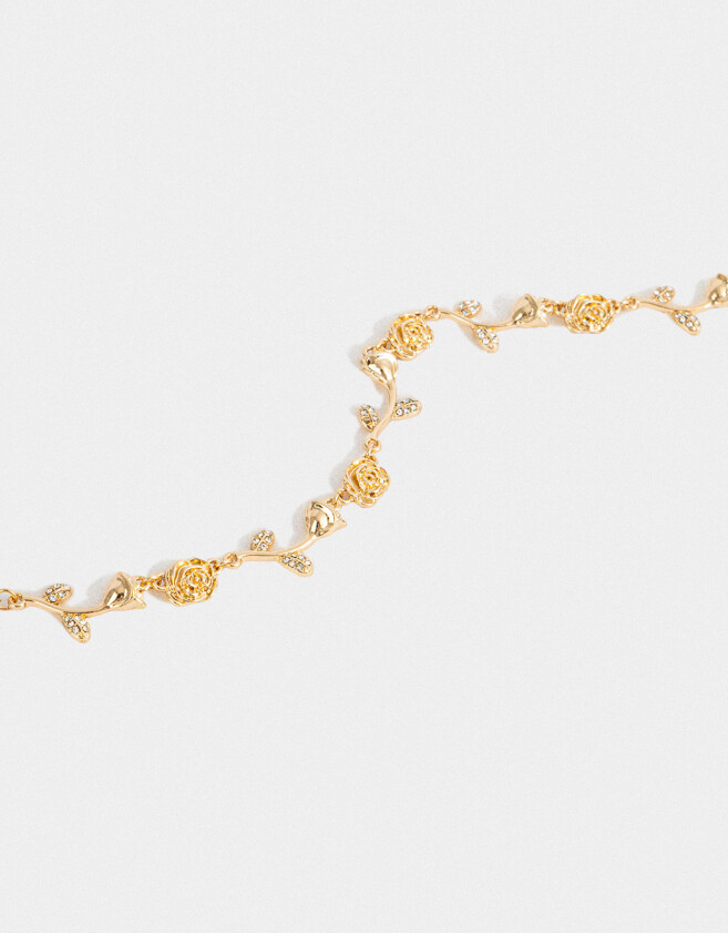 Collares Cortos Con flores Collar Corto Con Flores - Dorado