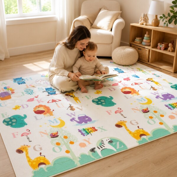 Alfombra Bebé Reversible Plegable Impermeable 200x150cm MNM Blanco 1