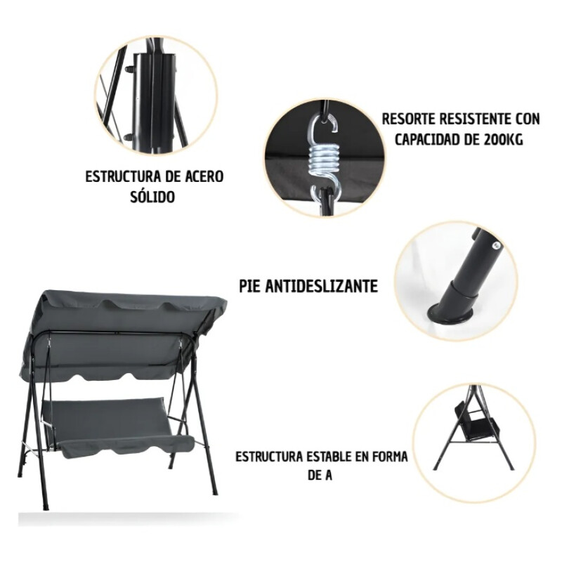 Hamaca Silla De Columpio Para Porche Para 3 Personas Azul