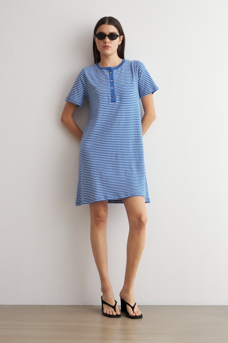 Vestido rayado cobalto