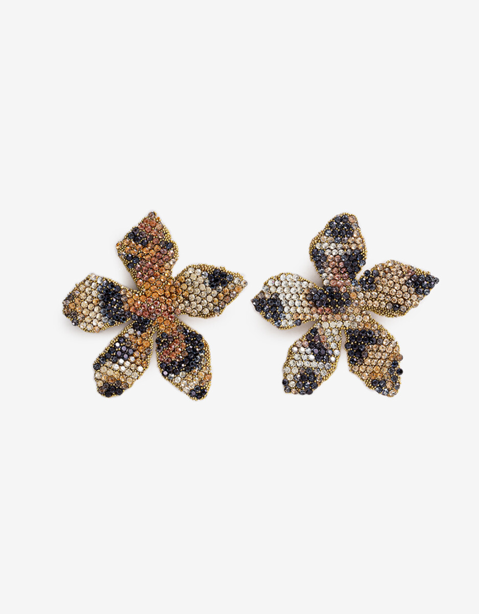 Aros Colgantes Flor Strass 