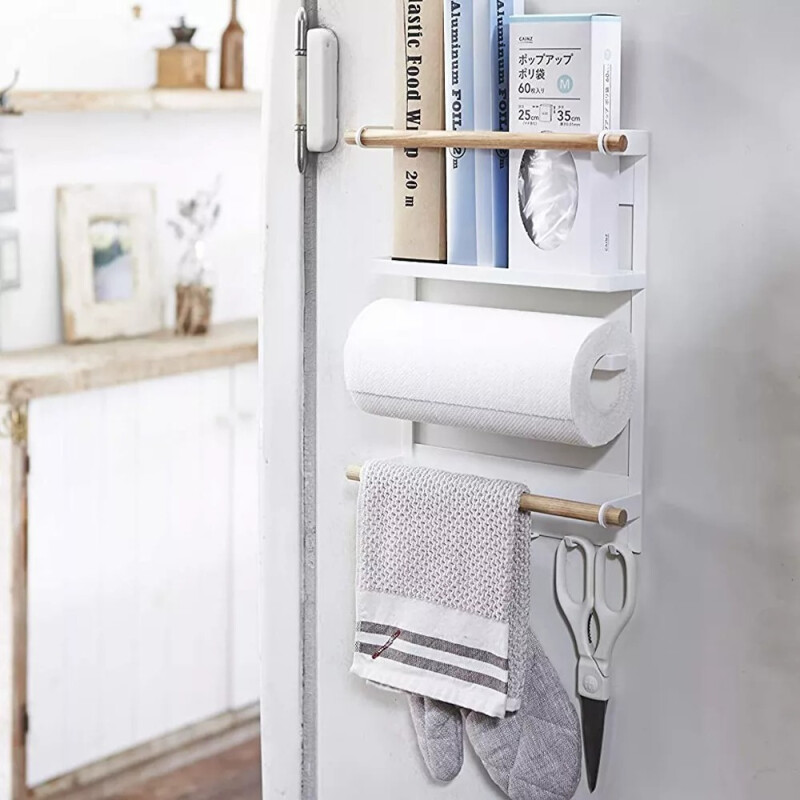 Estante Organizador Imantado De Acero Para Heladera Blanco