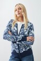 Chaqueta tejida c/ jacquard floral verde agua