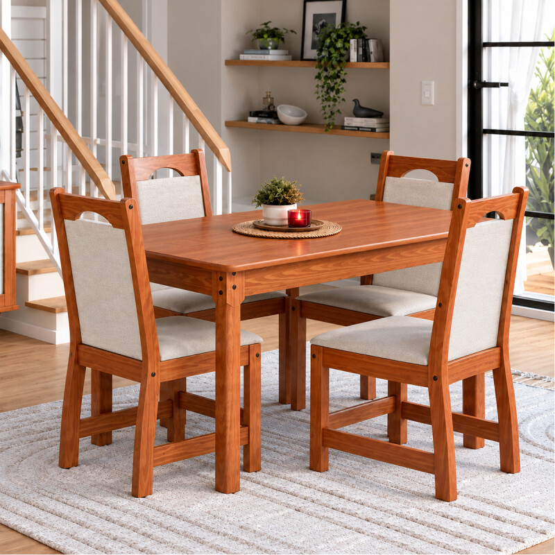 JUEGO DE COMEDOR DRESDEN 4 SILLA TAPIZADAS LINO BLANCO 120 X 0.80 TELA FOCCUS Juego De Comedor Dresden 4 Silla Tapizadas Lino Blanco 120 X 0.80 Tela Foccus