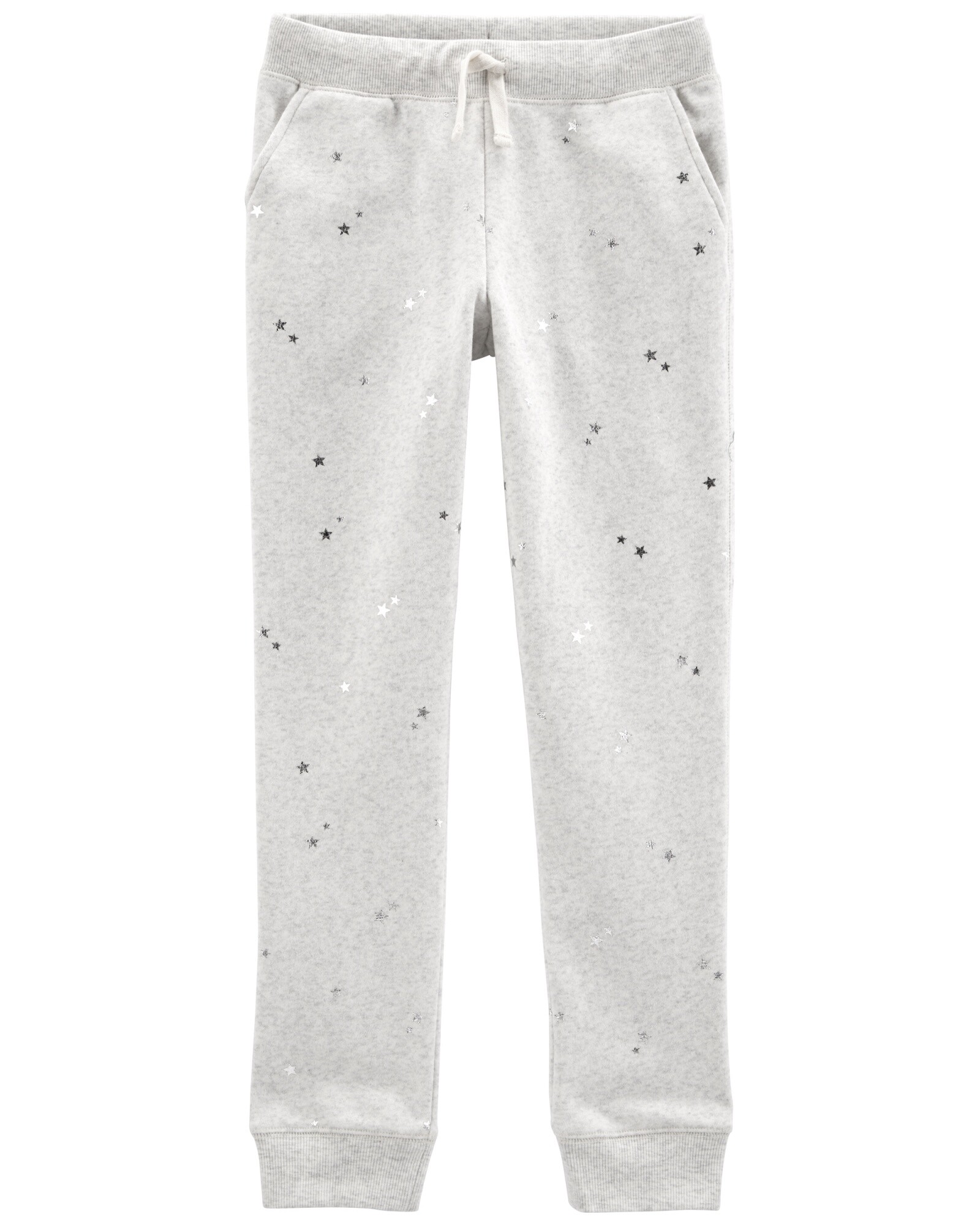 Pantalón de algodón con felpa diseño estrellas plateadas Sin color