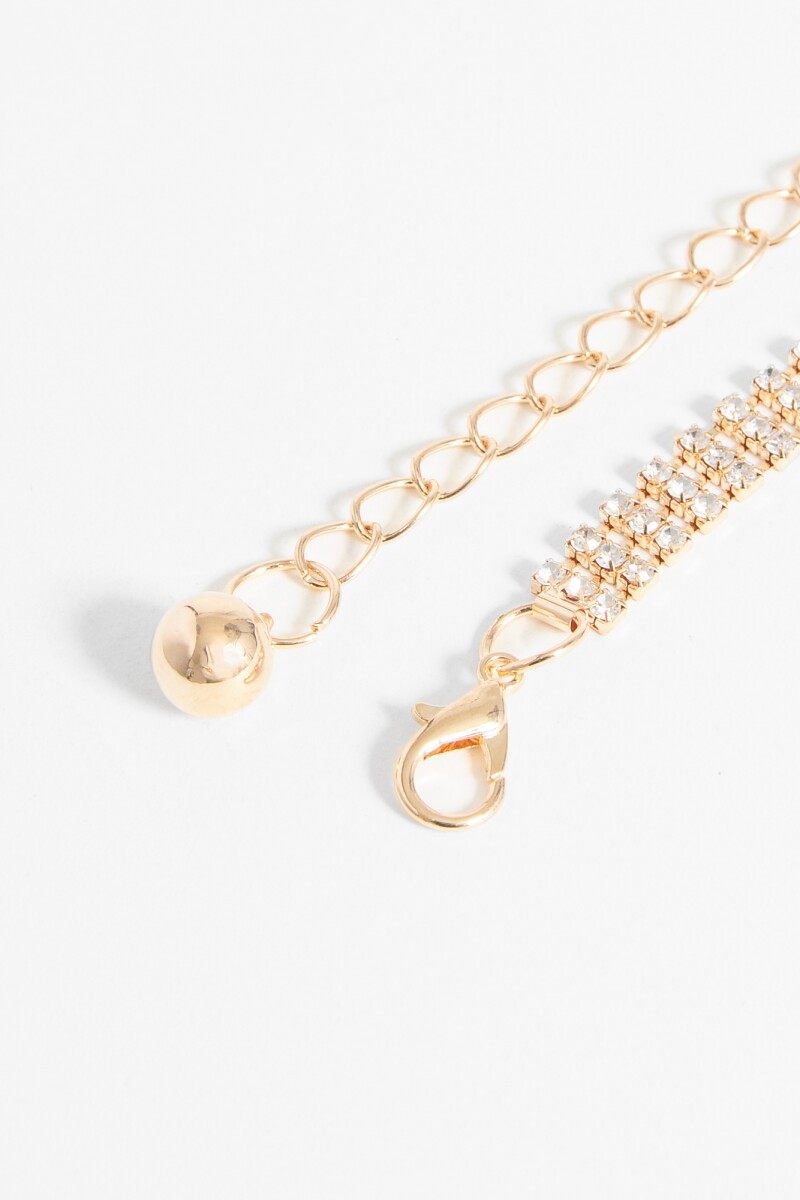 Cinto metálico strass dorado