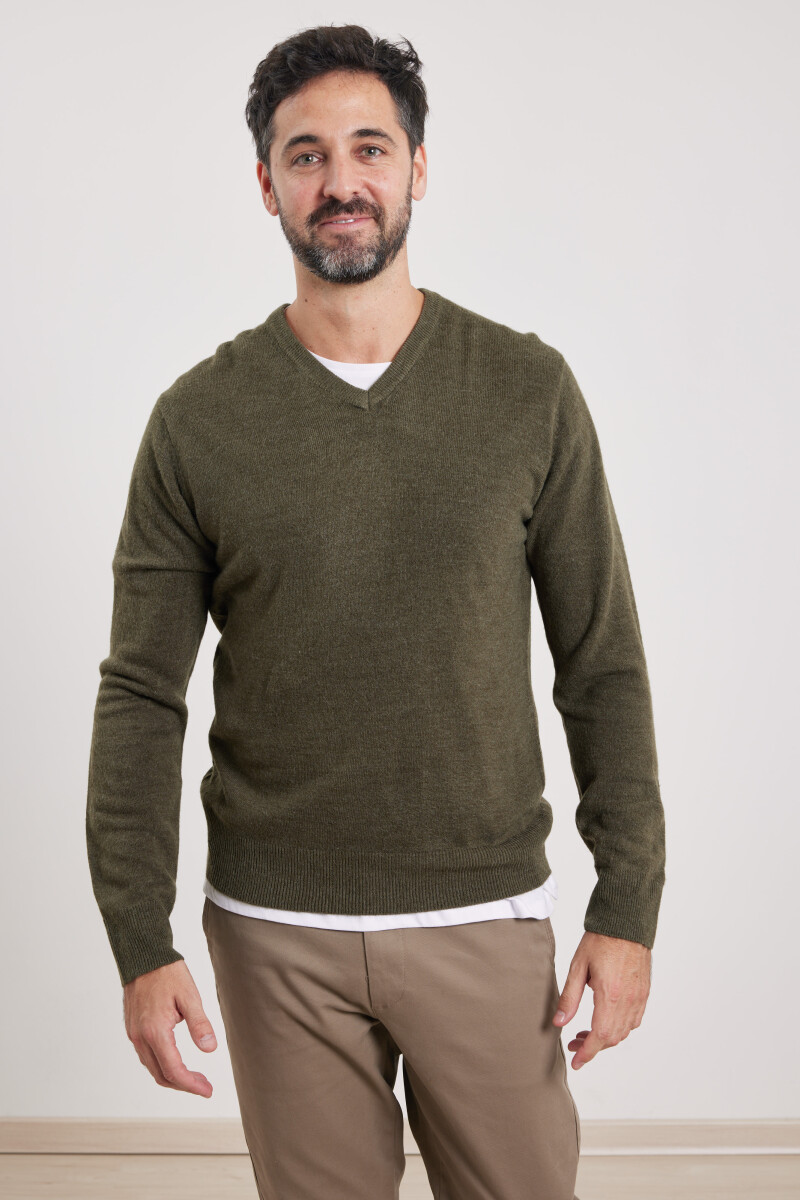 Sweater V Harrington Urban - Verde Melange 