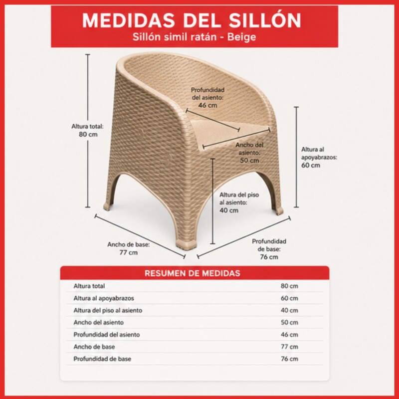 Sillón simil ratán BEIGE