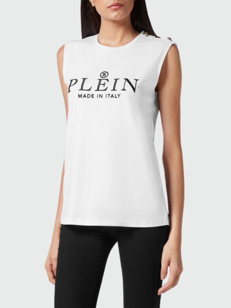 PHILIPP PLEIN - camiseta sin mangas blanca Iconic Plein - Blanco 