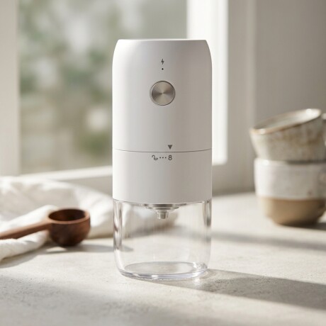 Molinillo café eléctrico recargable muelas cerámicas BLANCO
