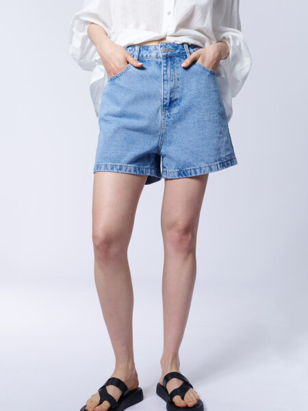 Short jean básico Azul Medio