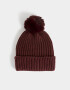 Gorro Romántico Gorro Tejido Con Pompón - Rojo Burdeaux
