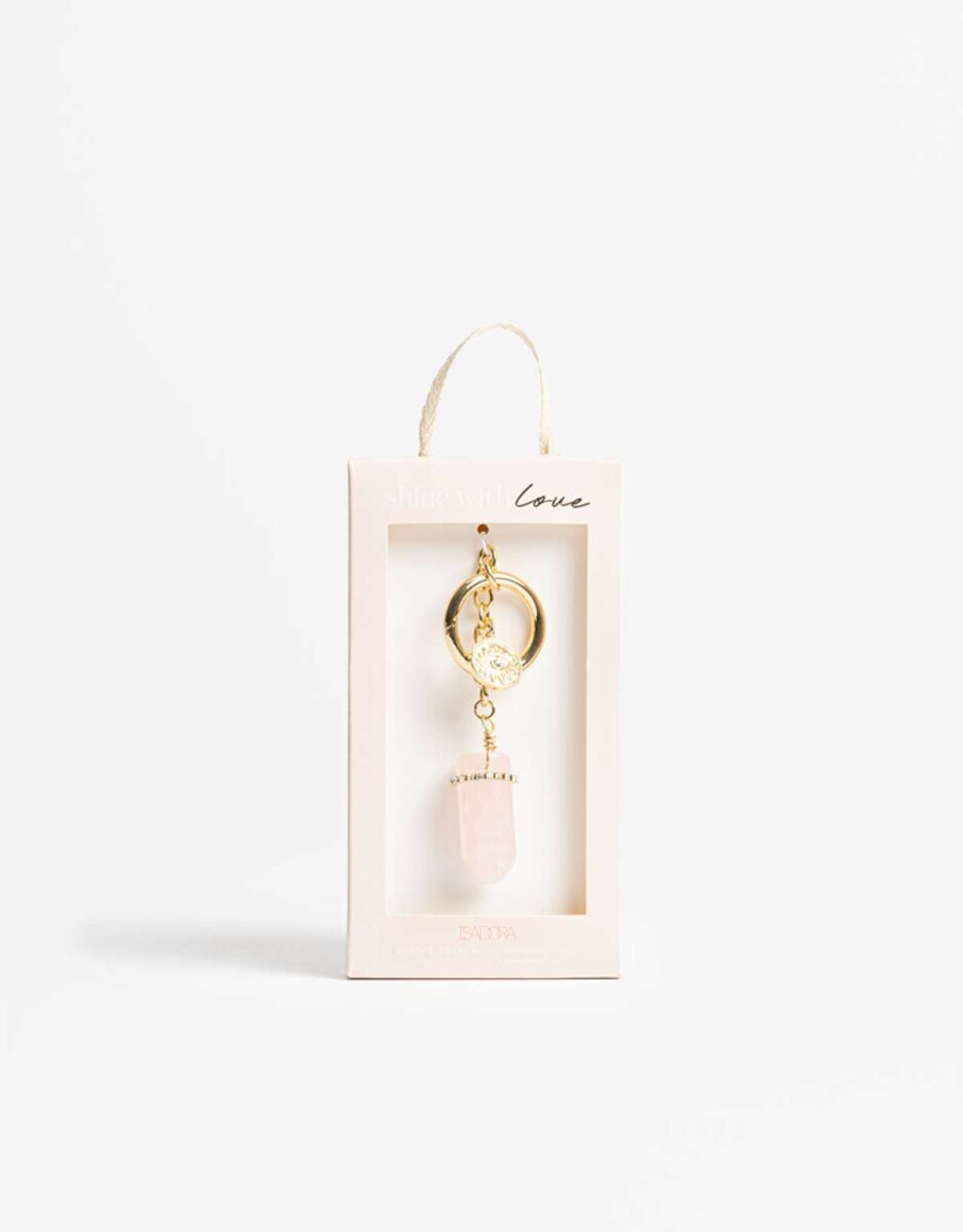 Llavero Y Bag Charm Con Piedra Natural - Combinacion Bicolor 