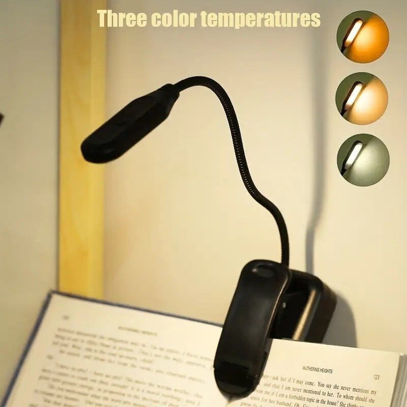 Luz LED para lectura de libros con clip sujetador Luz LED para lectura de libros con clip sujetador