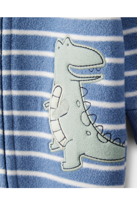 Pijama una pieza de micropolar, con pie, estampa dino Sin color