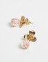 Aros Colgantes Cortos Flores atrapadas Aros - Dorado