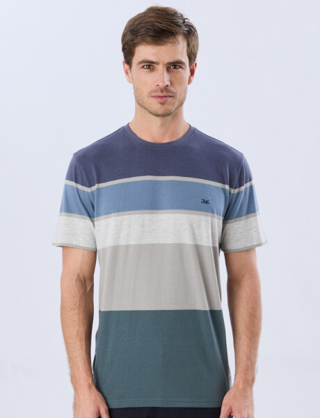 REMERA RAYADA DE ALGODÓN Azul