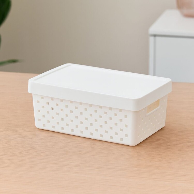 CESTO ORGANIZADOR QUADRATTA CON TAPA 39X29X14CM BL CESTO ORGANIZADOR QUADRATTA CON TAPA 39X29X14CM BL