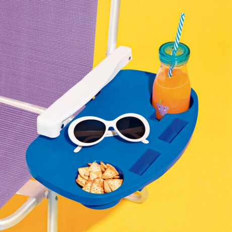 Mesa Bandeja Portable P/Sillas Playeras Mor Compartimentos Azul