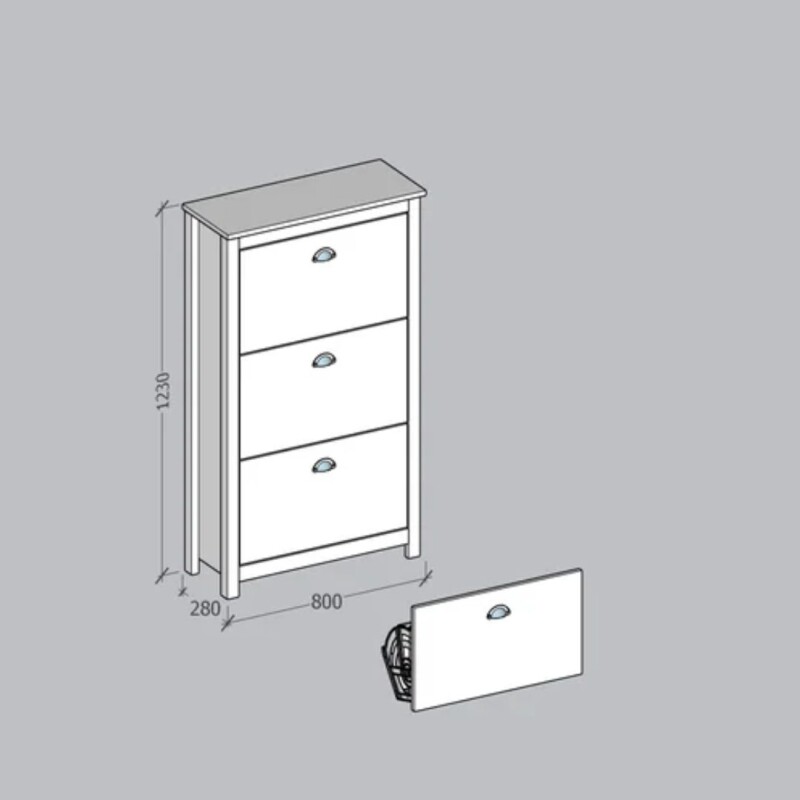 Zapatero 3 cajones Freijo línea Topacio Finestra Madera Maciza Zapatero 3 cajones Freijo línea Topacio Finestra Madera Maciza