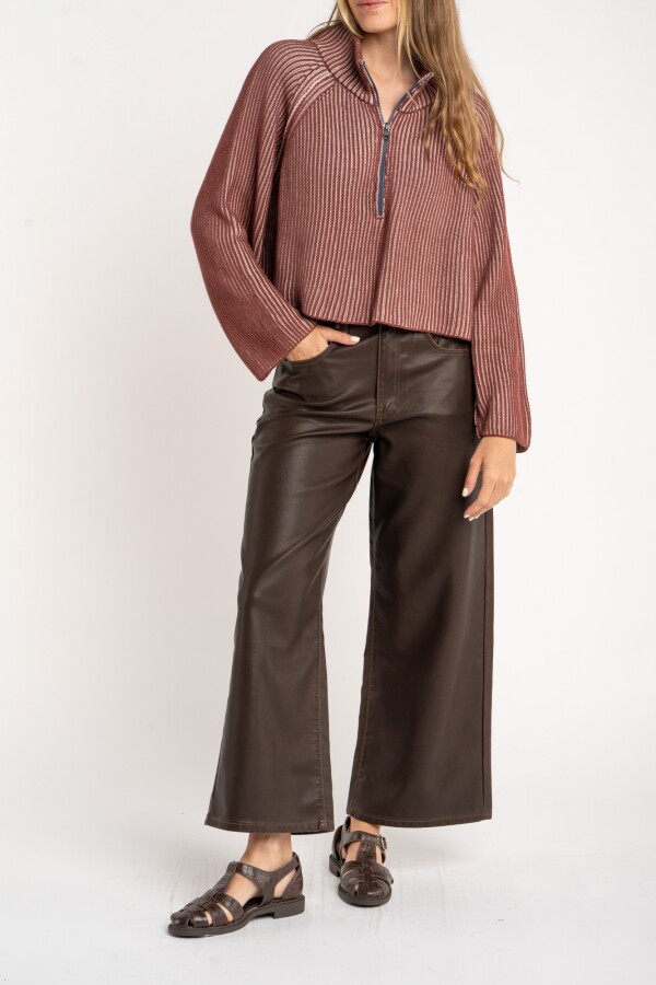 Sweater Algodón Cierre Bordeaux