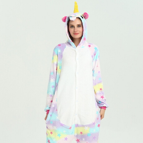 Set p/Adultos Diseño Unicornio con Pijama Entero + Pantuflas Multicolor