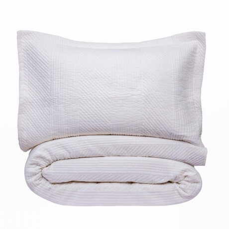 SET CUBRECAMA KING ALGODON BLANCO COTTON STRIPES