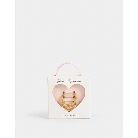 Set De Anillos Oro Zirconia Dorado