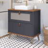 Mueble de baño Mgm Veneto de MDF gris con bañera, 60 cm Mueble De Baño Mgm Veneto De Mdf Gris Con Bañera, 60 Cm