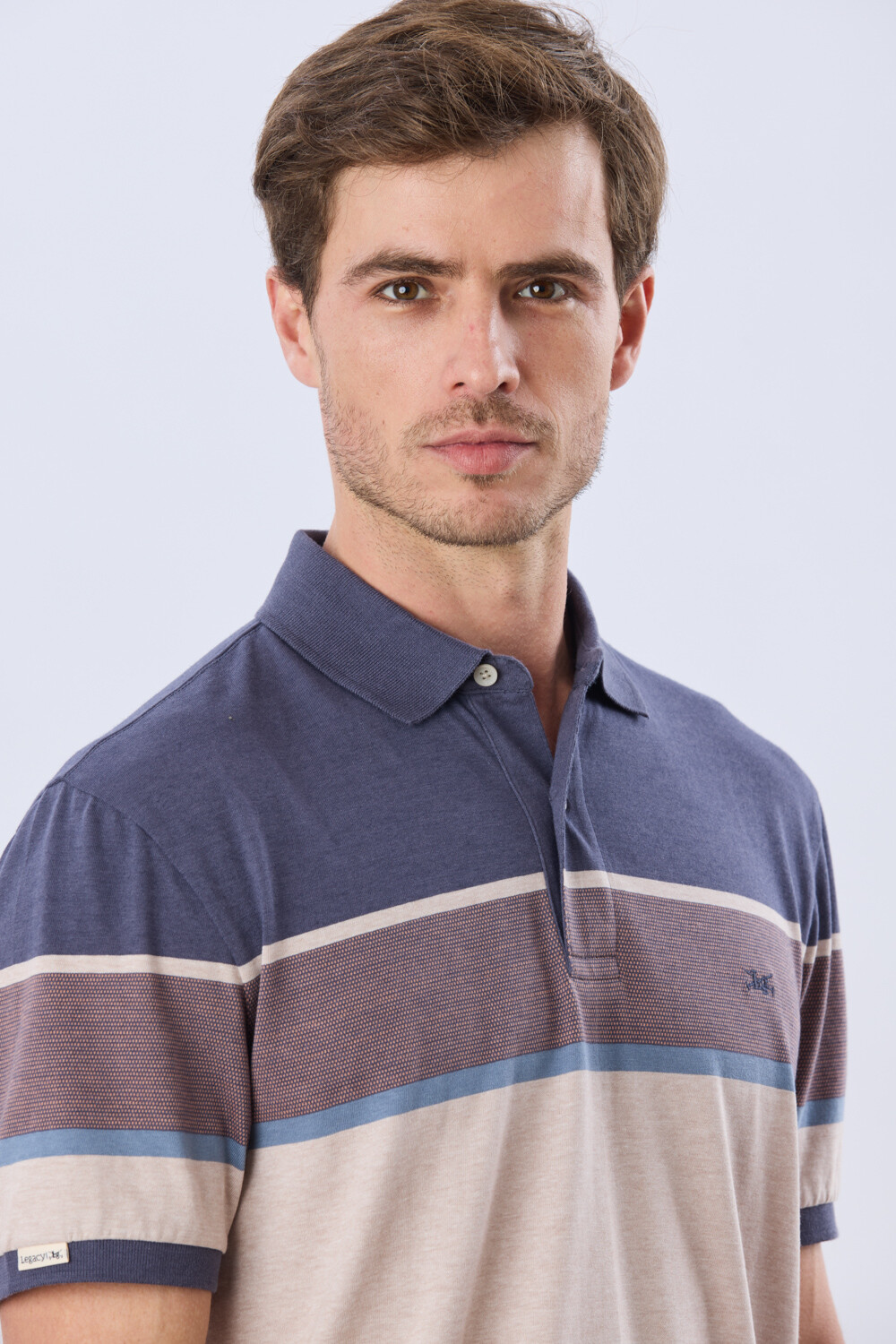 REMERA POLO RAYADA JERSEY Azul